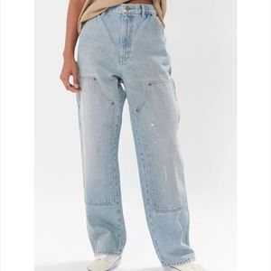 Urban Outfitters BDG High Waist Grey Denim Paint Carpenter Painter Pants 27